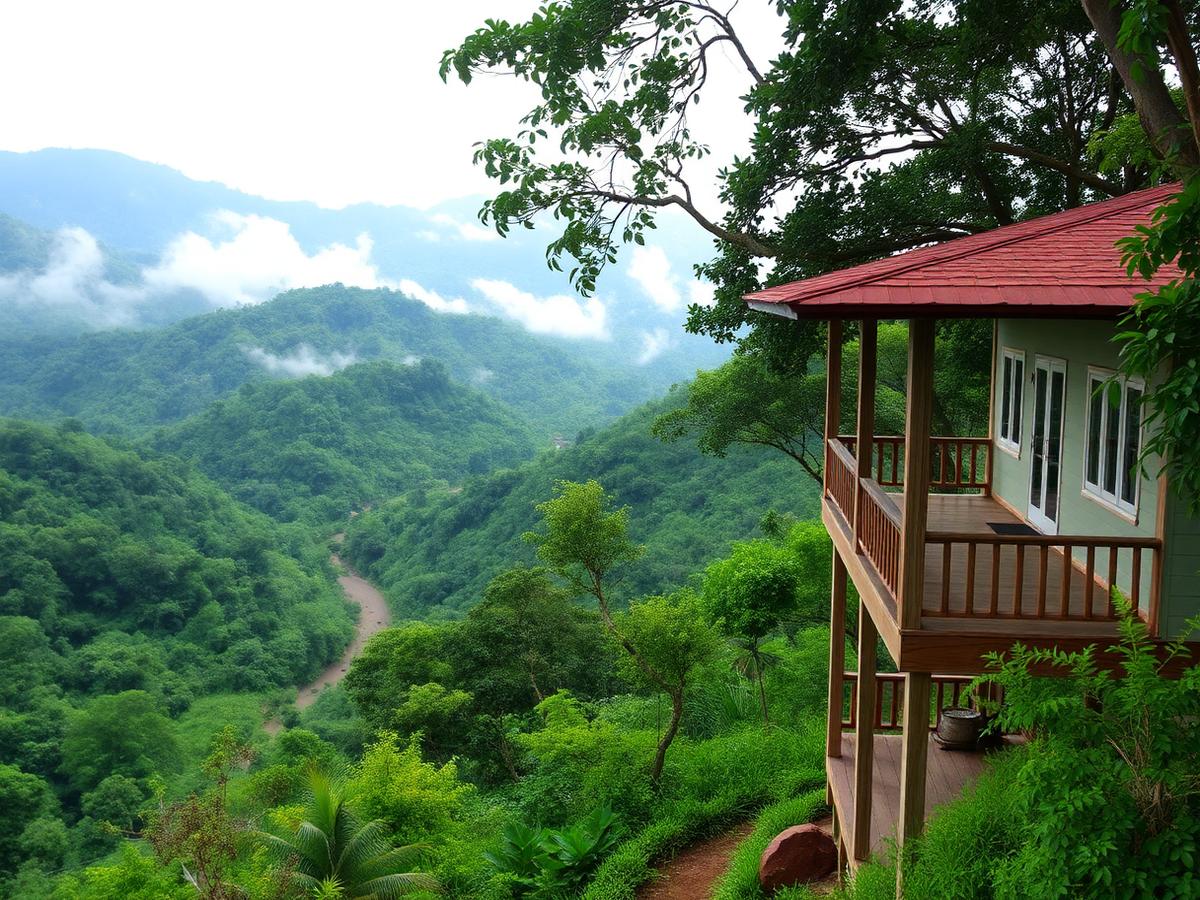 Jungle hillside home overlooking a river valley in Cayo District, Belize